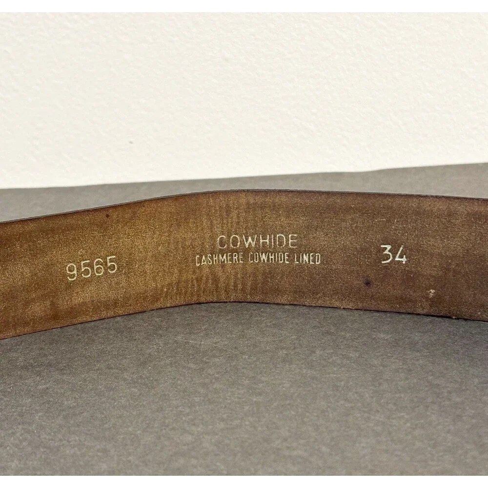 Men's Hickok Belt Makers Brown Leather Made On Cowhide Cashmere Suede Size 34
